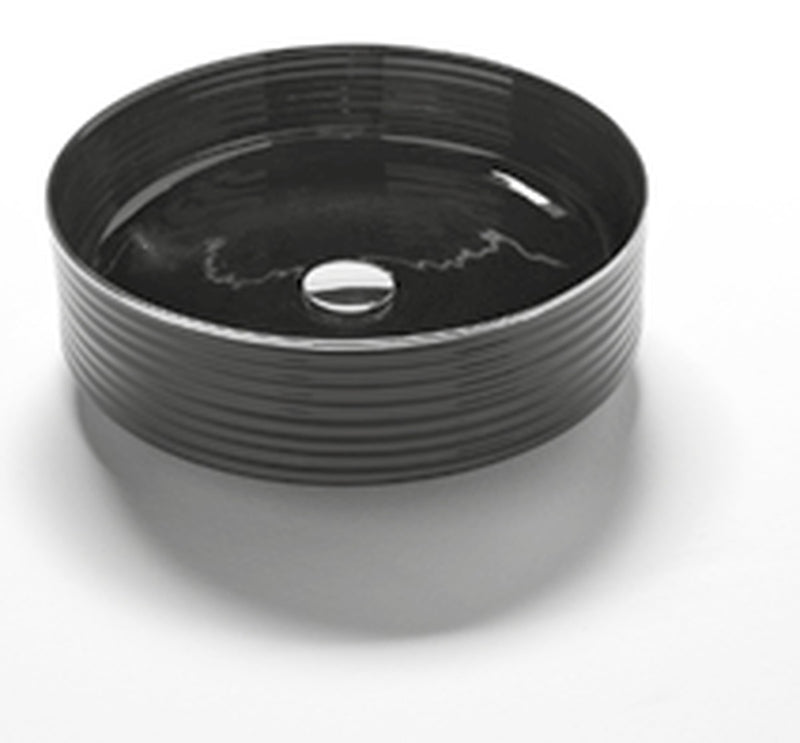 Lavoar pe blat rotund Ø 40 cm, negru cu decor – Mia Italia