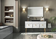 Mobilier baie Atelier 160 cm Mia Italia – compoziția Atelier 02, lăcuit alb, picioare aurii