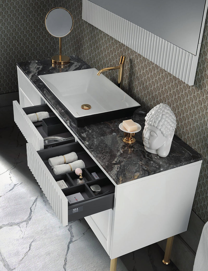 Mobilier baie Atelier 160 cm Mia Italia – detaliu Atelier 02: sertar mare deschis