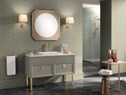 Mobilier baie Atelier 120 cm Mia Italia – compoziția Atelier 05, lăcuit verde-gri, picioare aurii