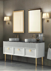 Mobilier baie Atelier 160 cm Mia Italia – compoziția Atelier 06 cu două lavoare, lăcuit alb, picioare aurii