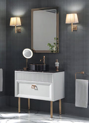 Mobilier baie Atelier 80 cm Mia Italia – compoziția Atelier 08, lăcuit alb, picioare aurii