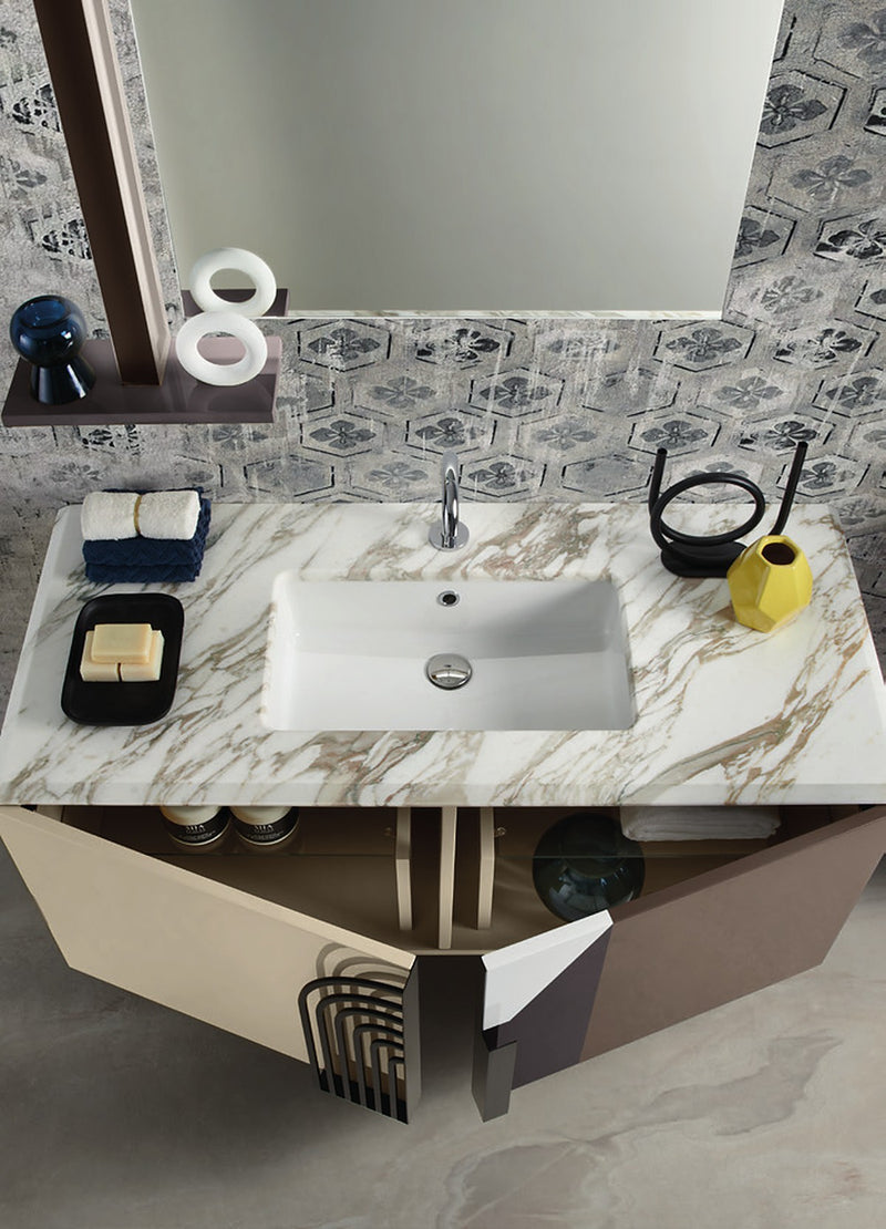 Mobilier baie Balance 120 cm Mia Italia – detaliu Balance 01: blat din marmură cu lavoar sub blat