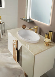 Mobilier baie Balance 80 cm Mia Italia – detaliu Balance 03: blat din marmură și mânere în formă de arc