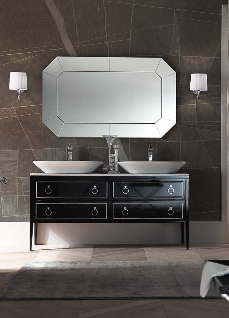 Mobilier baie Elegance Napoleon 156 cm Mia Italia – compoziția Elegance Napoleon 02, lăcuit negru, lavoare pe blat (la cerere)
