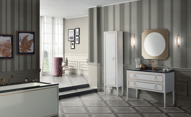Mobilier baie Elegance Napoleon 126 cm Mia Italia – compoziția Elegance Napoleon 26, lăcuit alb, cu coloană