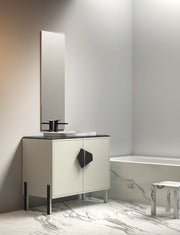 Mobilier baie Five Points 100 cm Mia Italia – compoziția Five Points 02, lăcuit crem, mâner negru mat