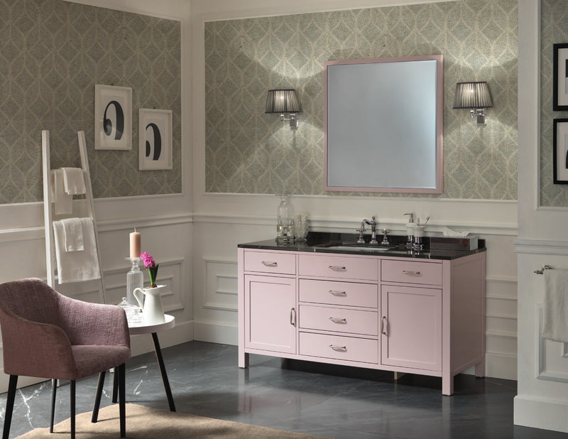 Mobilier baie Geranio 150 cm Mia Italia – compoziția Geranio 01, lăcuit roz, mânere crom