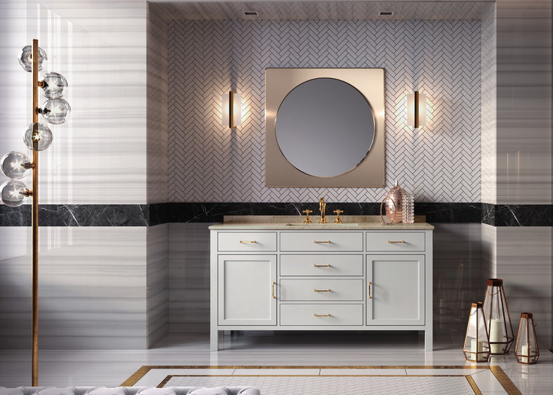 Mobilier baie Geranio 150 cm Mia Italia – compoziția Geranio 03, lăcuit alb, mânere aurii