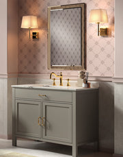 Mobilier baie Geranio 100 cm Mia Italia – compoziția Geranio 04, lăcuit gri, mânere aurii