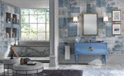 Mobilier baie Novecento 120 cm Mia Italia – compoziția Novecento 14, blat din sticlă cu lavoar integrat