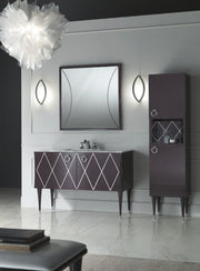Mobilier baie Park Avenue 120 cm Mia Italia – compoziția Park Avenue 01, lăcuit prună cu decoruri argintii