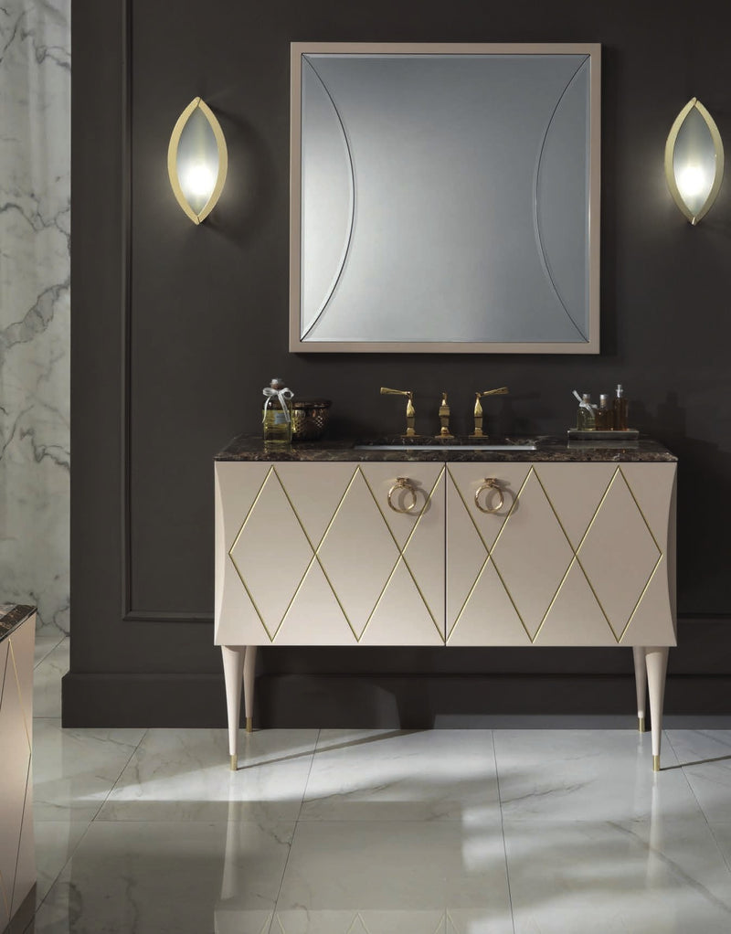 Mobilier baie Park Avenue 120 cm Mia Italia – compoziția Park Avenue 010, 2 uși, blat din marmură închisă cu lavoar sub blat