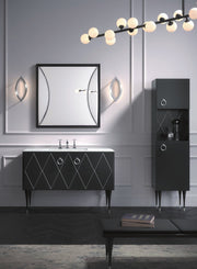 Mobilier baie Park Avenue 100 cm Mia Italia – compoziția Park Avenue 05, lăcuit negru cu decoruri argintii