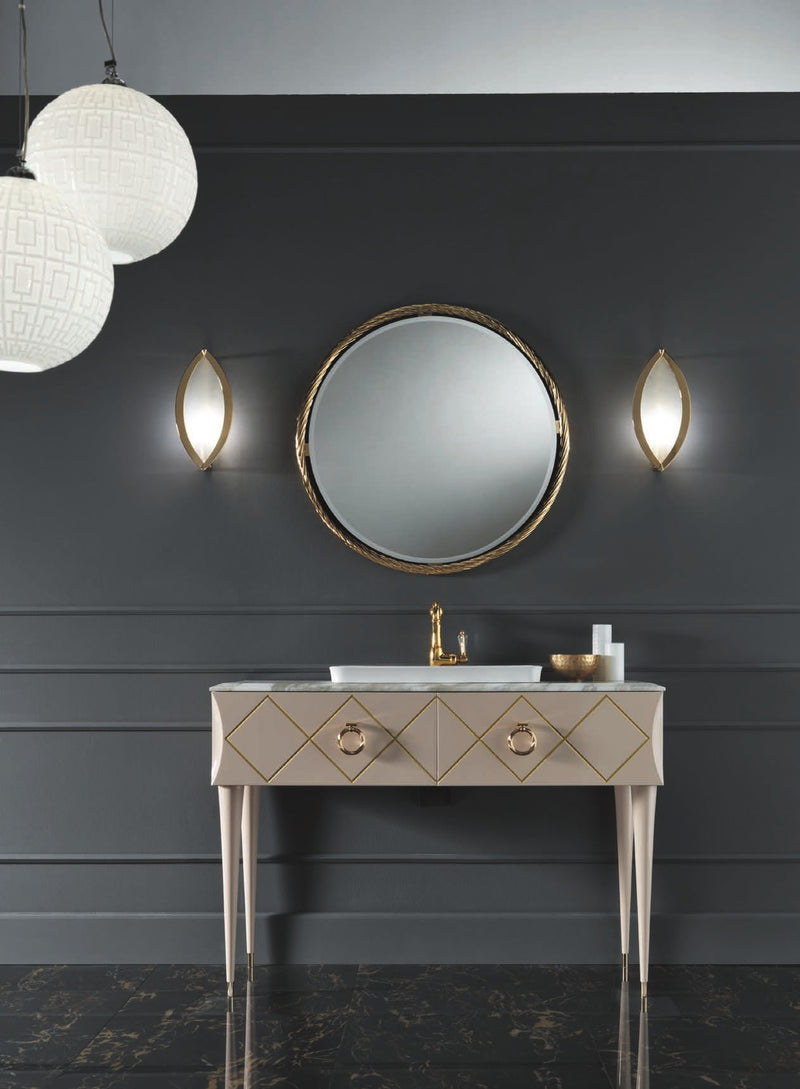 Mobilier baie Park Avenue 120 cm Mia Italia – compoziția Park Avenue 08 cu 2 sertare, lăcuit roz pudrat