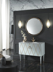 Mobilier baie Park Avenue 100 cm Mia Italia – compoziția Park Avenue 09, lăcuit alb cu decoruri aurii