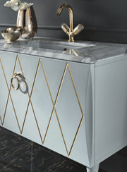 Mobilier baie Park Avenue 100 cm Mia Italia – detaliu Park Avenue 09: decoruri în romb și mâner inel auriu