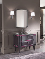 Mobilier baie Petit 100 cm Mia Italia – compoziția Petit 05, 2 sertare, decor argintiu