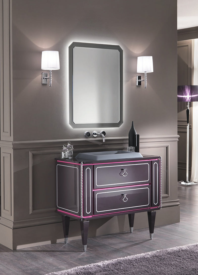 Mobilier baie Petit 100 cm Mia Italia – compoziția Petit 09 cu oglindă fumé cu LED