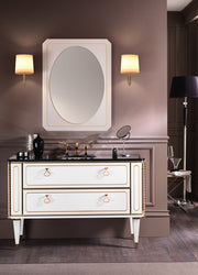 Mobilier baie Petit 130 cm Mia Italia – mobilier Petit lăcuit alb cu decor auriu