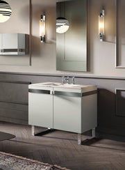 Mobilier baie Porta Nuova cu 2 uși Mia Italia – lăcuit gri deschis, metal crom