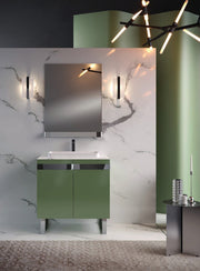 Mobilier baie Porta Nuova 80 cm, lăcuit verde, metal crom