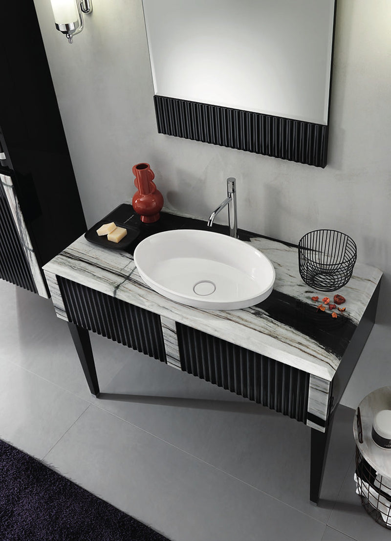 Mobilier baie Portofino 100 cm cu inserții Mia Italia – detaliu Portofino 06, inserții din marmură