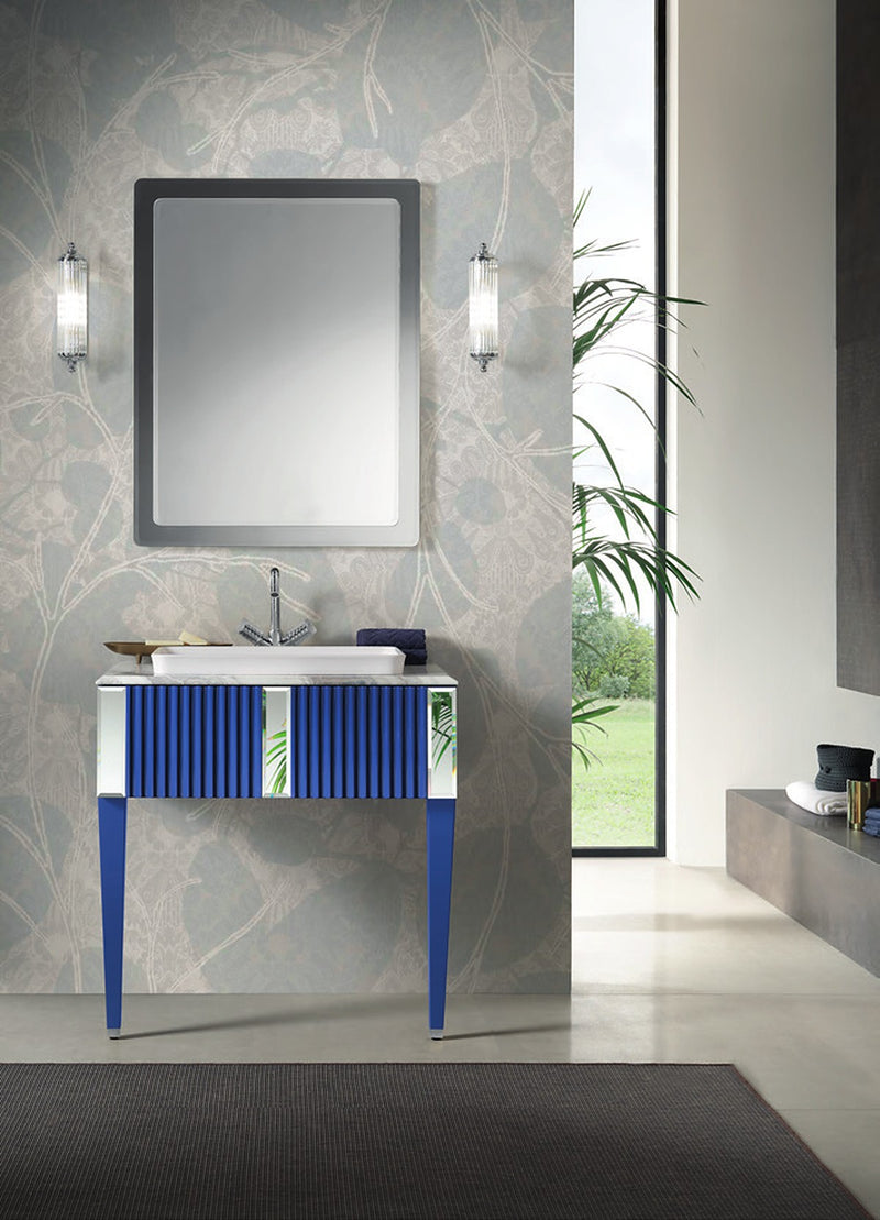 Mobilier baie Portofino 80 cm cu inserții Mia Italia – compoziția Portofino 08, 80 cm, albastru, inserții din cristal oglindă