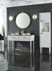 Mobilier baie Soho 120 cm Mia Italia – compoziția Soho 01, lăcuit alb, cu coloană