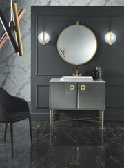 Mobilier baie Soho 80 cm Mia Italia – compoziția Soho 02, 2 uși, lăcuit gri cu mânere aurii