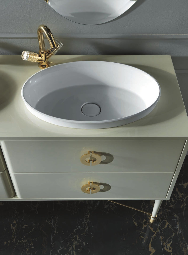 Mobilier baie Soho 150 cm Mia Italia – detaliu Soho 04 cu mânere inel aurii