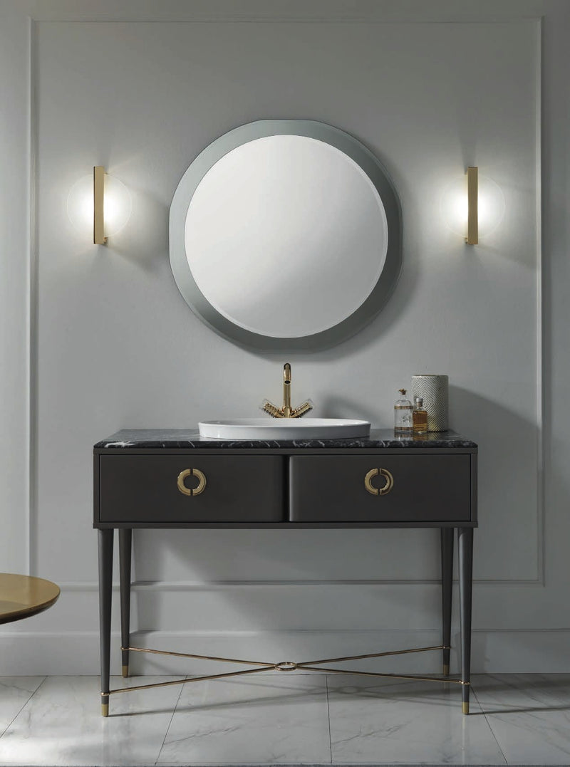 Mobilier baie Soho 120 cm Mia Italia – compoziția Soho 05 cu 2 sertare, lăcuit negru, blat din marmură neagră