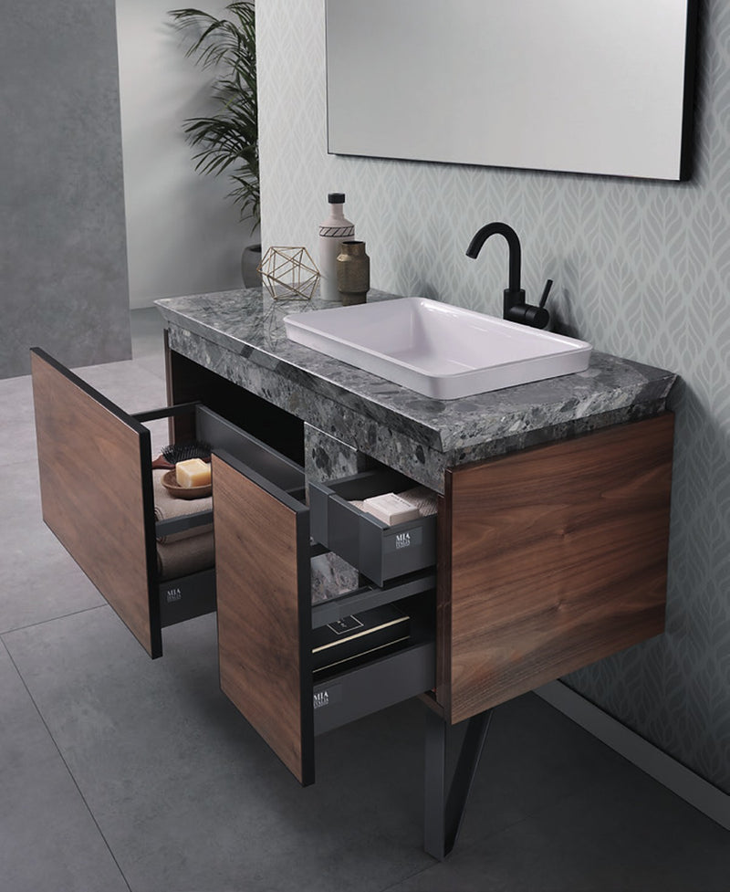 Mobilier baie Tango 120 cm Mia Italia – detaliu Tango 120, coș extractibil