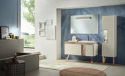 Mobilier baie Tango 120 cm Mia Italia – compoziția Tango 120 cu coloană, lăcuit crem, profile din alamă