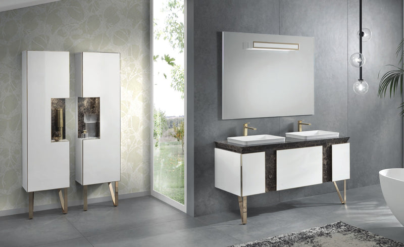 Mobilier baie Tango 160 cm Mia Italia – compoziția Tango de 160 cm cu două lavoare și coloane