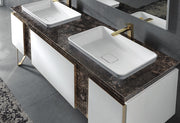 Mobilier baie Tango 160 cm Mia Italia – detaliu Tango 160: blat din marmură cu două lavoare