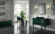 Mobilier baie Torino 120 cm Mia Italia – compoziția Torino 01, 2 sertare, lăcuit verde lucios, decor auriu