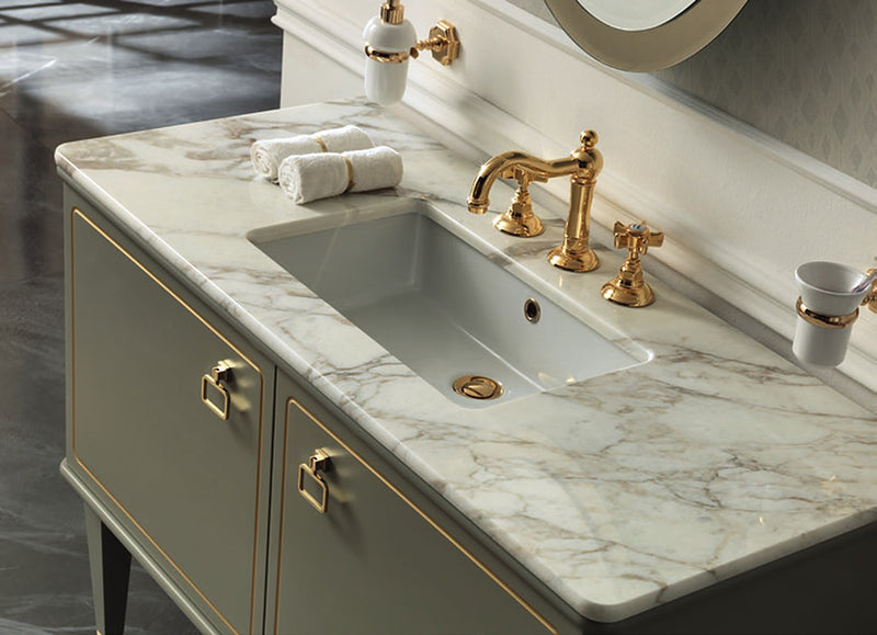 Mobilier baie Torino 120 cm Mia Italia – detaliu Torino 02: blat din marmură cu lavoar sub blat
