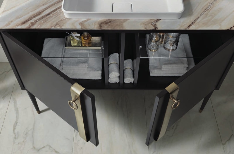 Mobilier baie Tribeca 120 cm Mia Italia – Tribeca 010 cu ușile deschise, interior