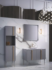 Mobilier baie Tribeca 120 cm Mia Italia – compoziția Tribeca 02, lăcuit gri, cu coloană
