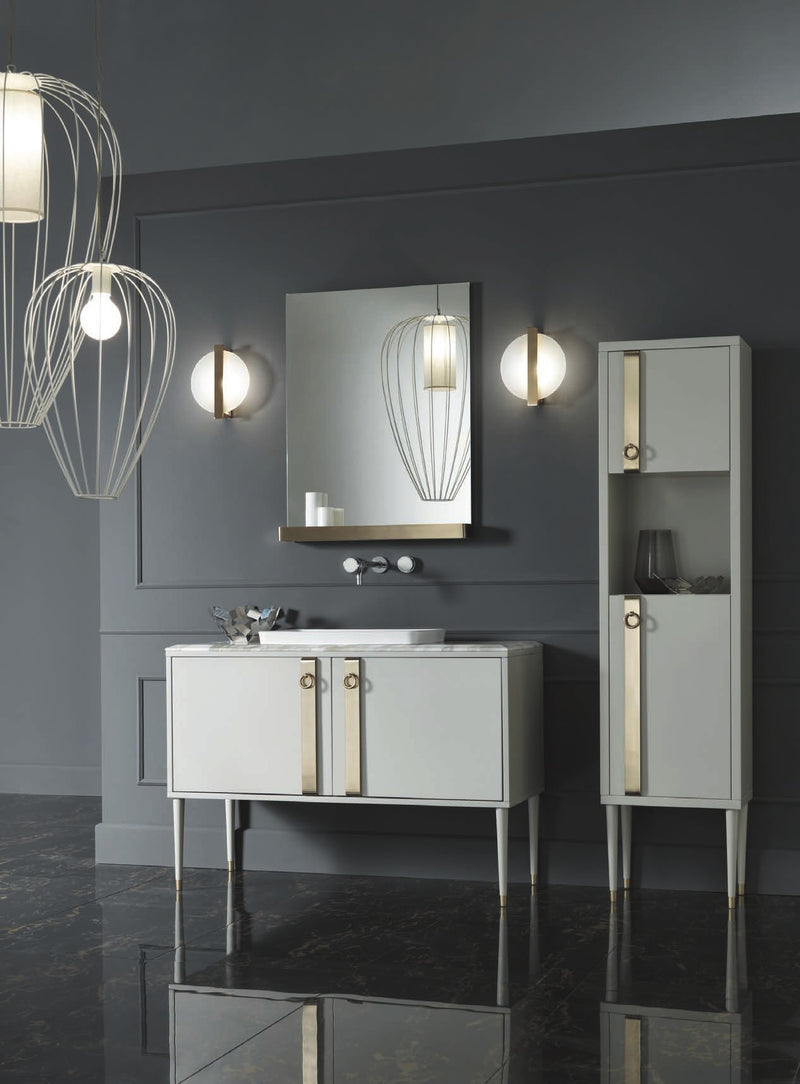 Mobilier baie Tribeca 100 cm Mia Italia – compoziția Tribeca 07, lăcuit alb, cu coloană