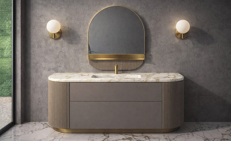 Mobilier baie Venice 130 cm Mia Italia – compoziția Venice 02, pe soclu auriu