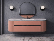 Mobilier baie Venice 120 cm Mia Italia – compoziția Venice 04, lăcuit roz, profile negre (finisaj la cerere)