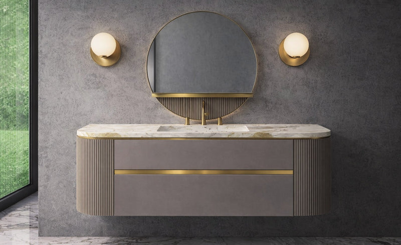 Mobilier baie Venice 100 cm Mia Italia – compoziția Venice 05, suspendată, profile aurii