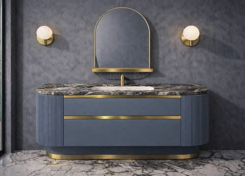 Mobilier baie Venice 160 cm Mia Italia – compoziția Venice 10, pe soclu, profile aurii