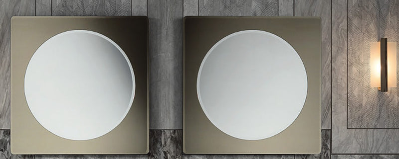 Oglinzi Elegance pătrate cu oglindă rotundă, ramă bronz – Mia Italia