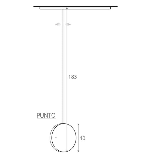 Desen tehnic oglindă Punto Ø 40 cm, suspendată de tavan – Gaia Mobili