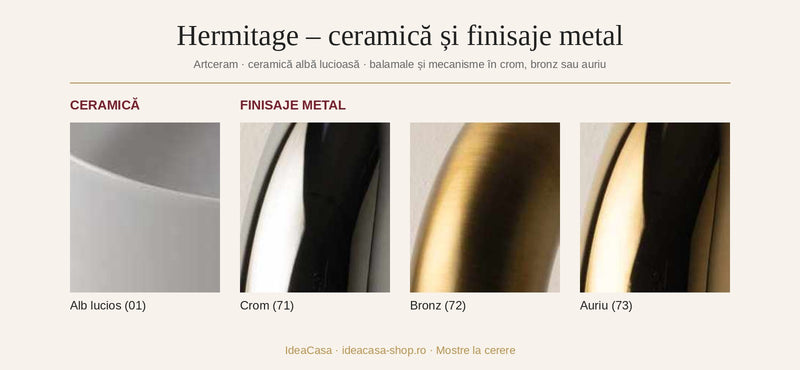 Ceramică și finisaje metal Hermitage Artceram
