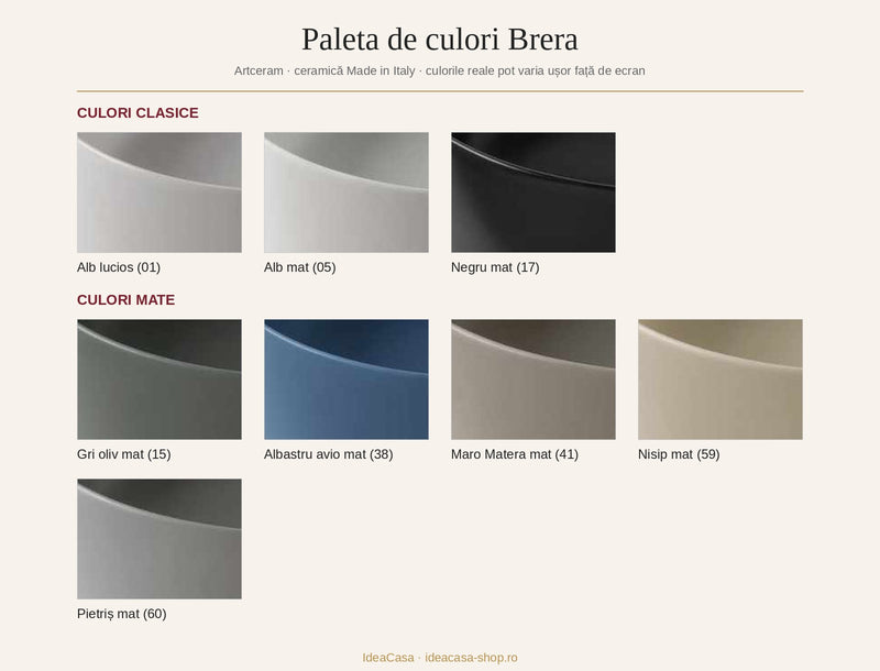 Paleta de culori Brera Artceram