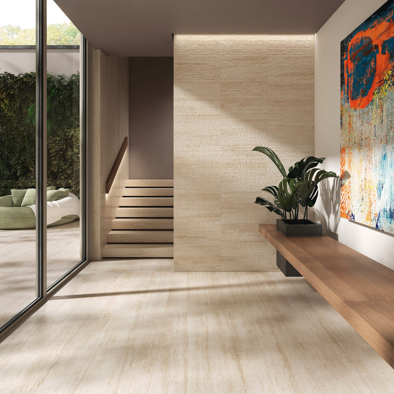 Gresie porțelanată Navona Beige 3D 60 × 120 cm, satinat – Sichenia